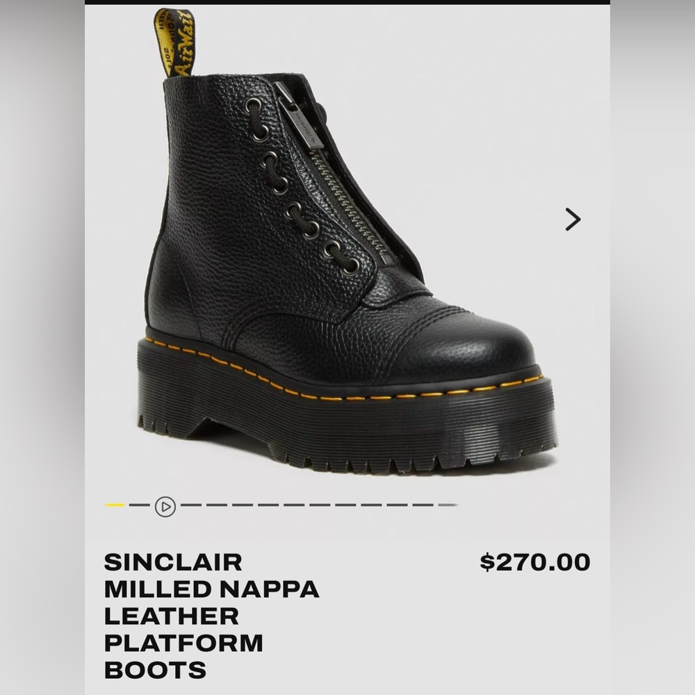Dr. Martens Black Sinclair Milled Nappa Leather Platform Boots